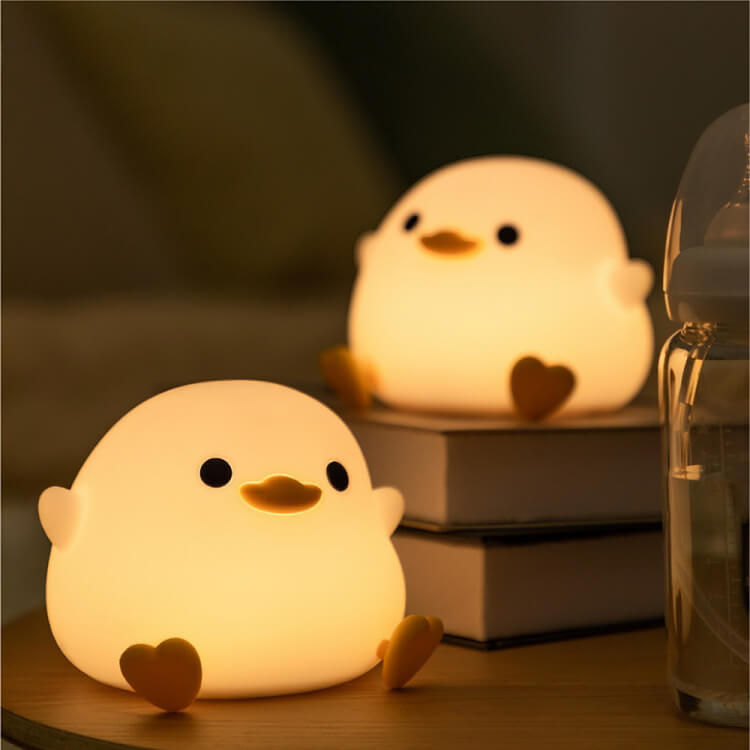 Cute duck Night Light-LED Soft Novelty Animal Night Light-2-Level Dimmable Nursery Sleep Night Light-Baby Kids Rechargeable Touch Lamp-Cute Dorm Decor-Fun Gift