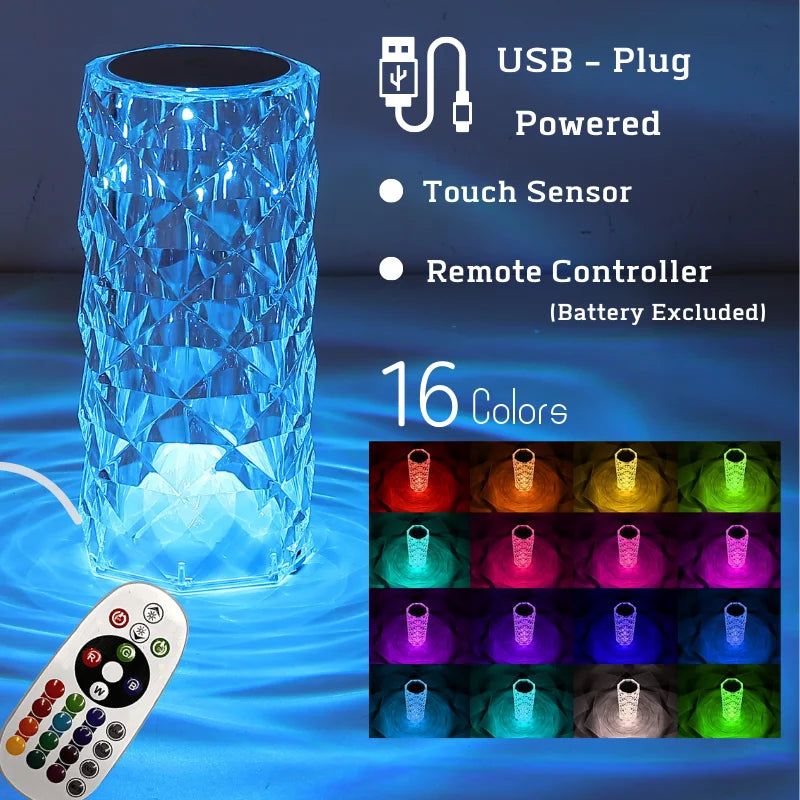 Rechargeable Crystal Lamp with Touch Control