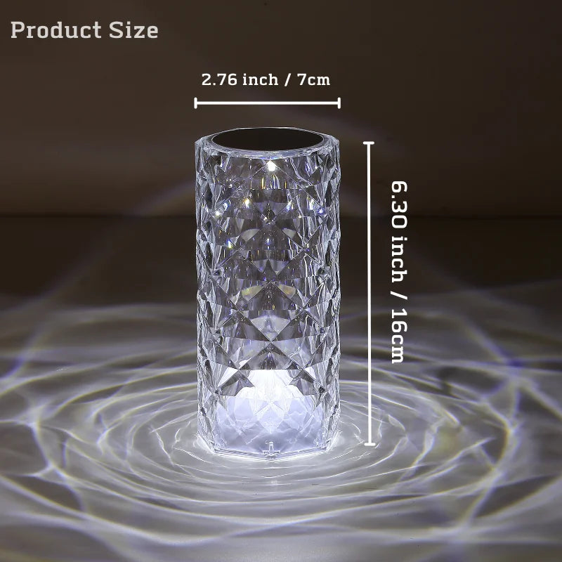 【Romantique】 Lampe de table en cristal rechargeable avec commande tactile