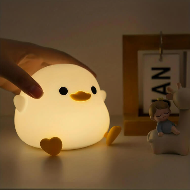 Cute duck Night Light-LED Soft Novelty Animal Night Light-2-Level Dimmable Nursery Sleep Night Light-Baby Kids Rechargeable Touch Lamp-Cute Dorm Decor-Fun Gift